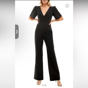 NWT Deep Surplice Neck Flutter Sleeve Jumpsuit